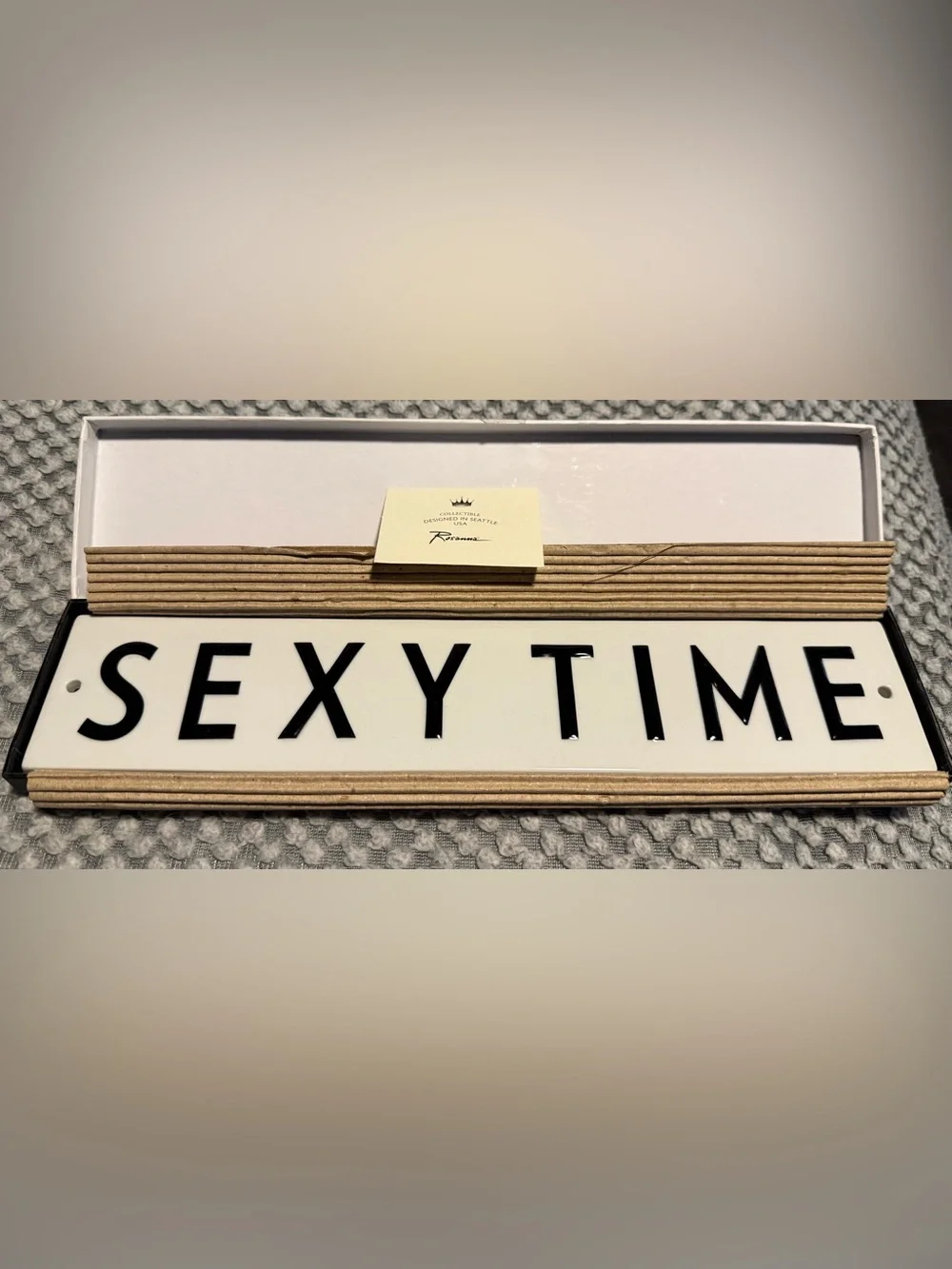 Rosanna White Wall Sign with Black Lettering - 'SEXY TIME'